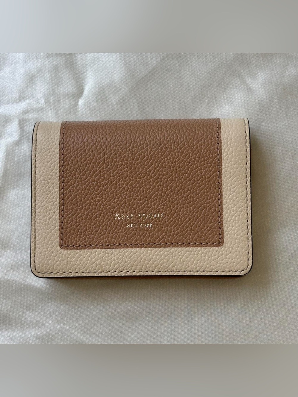 kate spade Two-Tone Pebbled Leather Bifold Wallet - Brown & Cream - Picture 1 of 3